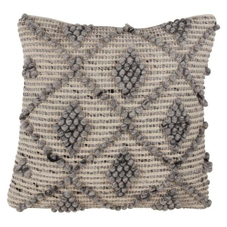 SARO LIFESTYLE SARO 3205.GY18S Wool Blend Down Filled Throw Pillow with Knotted Diamond Design  Grey 3205.GY18S